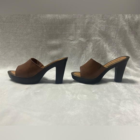 Women’s Pierre Dumas brown light weight open toe platform block heels size 10 - Picture 6 of 8